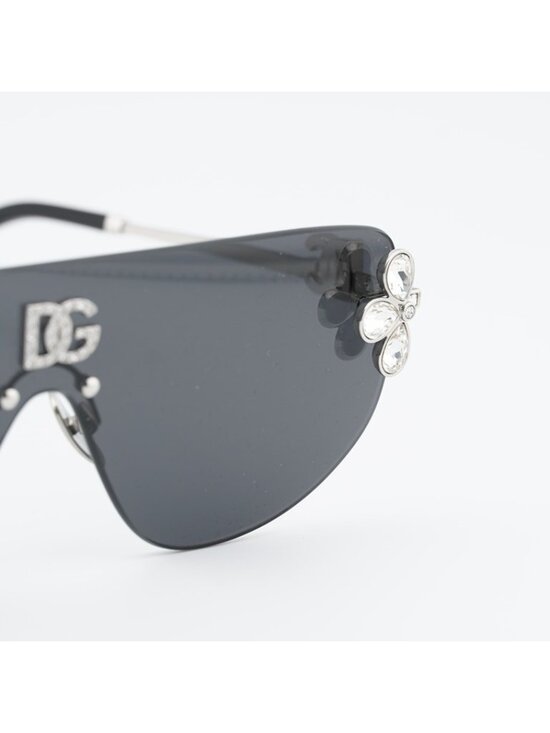 Dolce & Gabbana DG2333B 05/87 Sunglasses Silver with White Stone Shield Frame main image 5